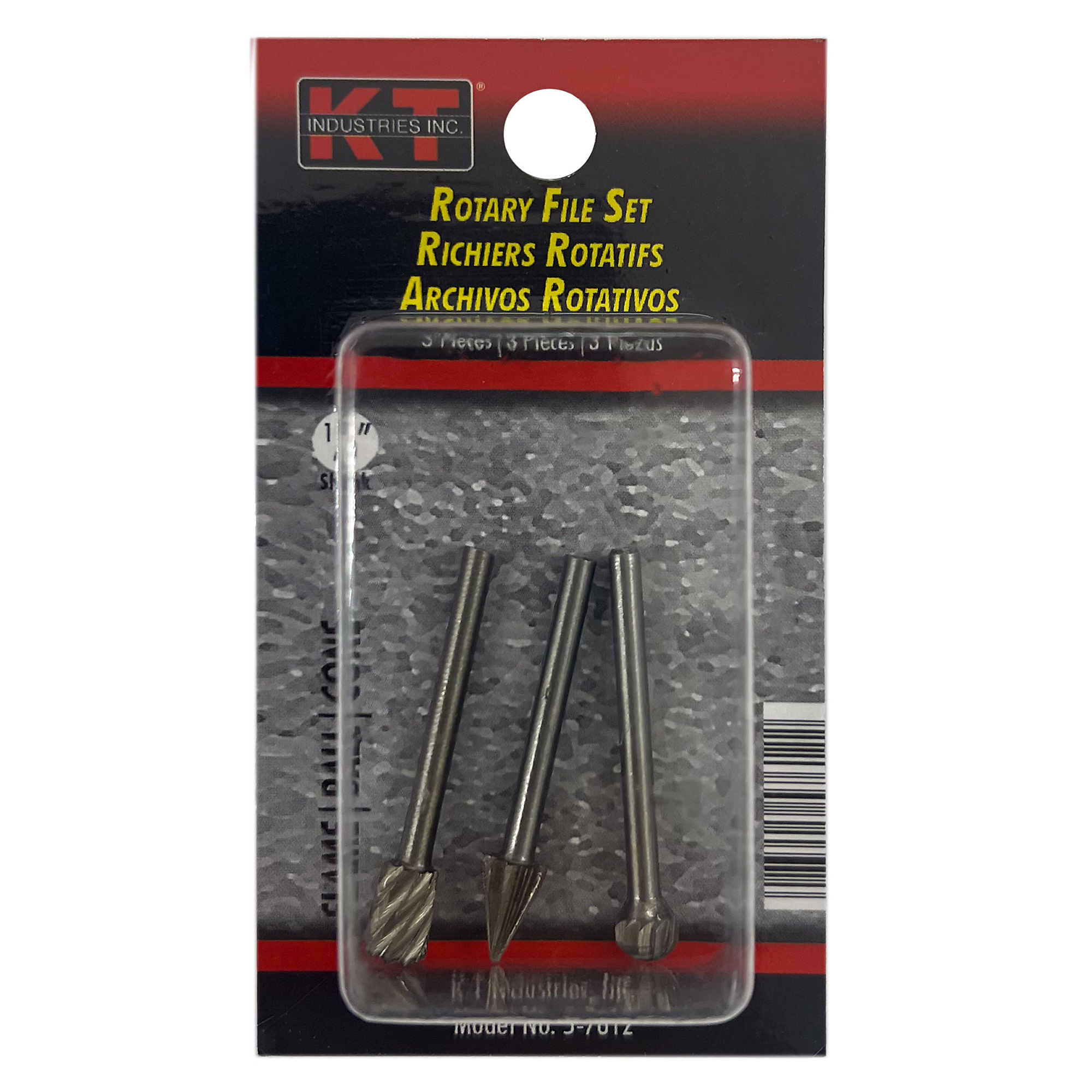 K-T Industries Rotary File Set — 3-Piece, 1/8in. Shank, Model# 5-7612